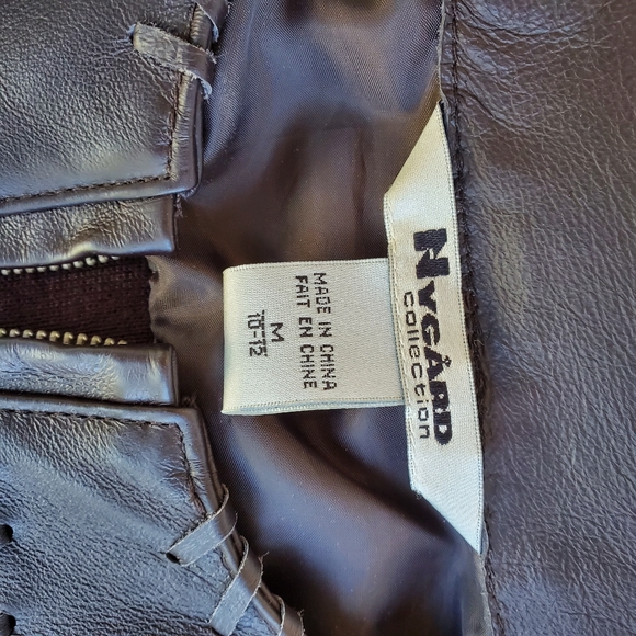 Brown Leather and knit jacket - Nygard Collection - Picture 5 of 8